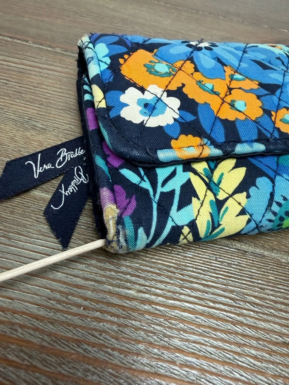 Vera Bradley Midnight Blues Floral Full Size Wallet with Magnetic Closure 8”X4”
